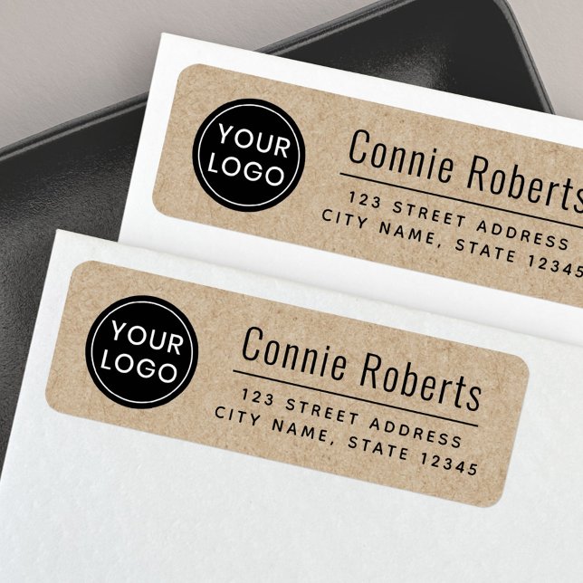 Anpassningsbar logotyp Kraft papper look returadre Returadress Etikett (Custom logo Kraft paper look return address Label)