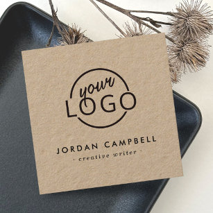 Anpassningsbar logotyp Kraft papper modern minimal Fyrkantigt Visitkort