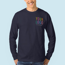 Anpassningsbar Logotyp Långärmad Blått bomullsfart T Shirt