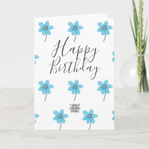 Anpassningsbar Logotyp Light Blue Flower Grattis p Kort