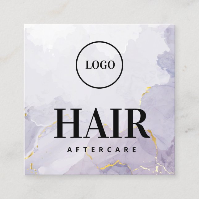 Anpassningsbar Logotyp Lila Guld Hair Aftercare Ca Fyrkantigt Visitkort (Framsida)
