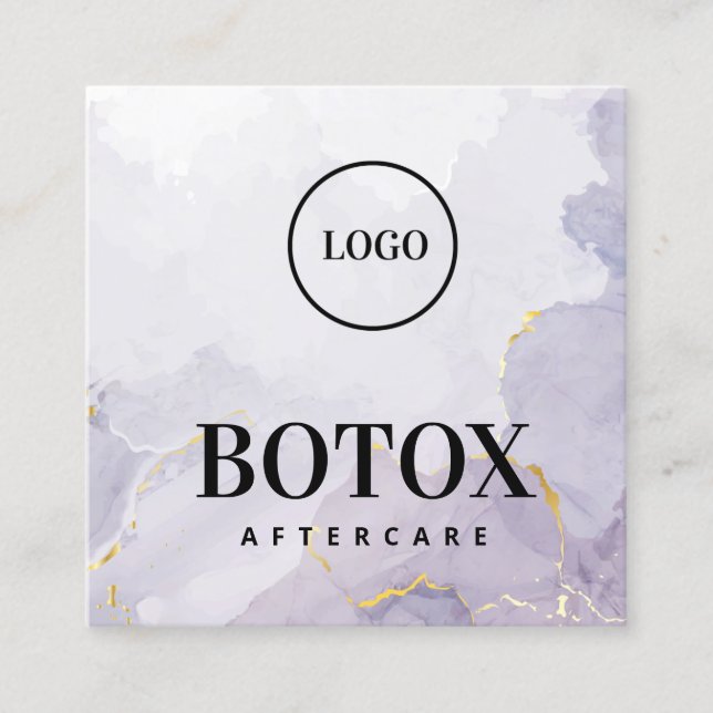 Anpassningsbar Logotyp Lila Mauve Botox Aftercare Fyrkantigt Visitkort (Framsida)