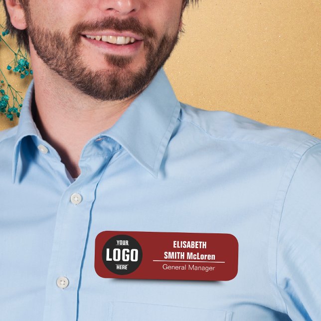 Anpassningsbar Logotyp Magnetic Namn bricka - Faux Namnbricka (Custom Logo Magnetic Name Tag - Faux Gold Design)