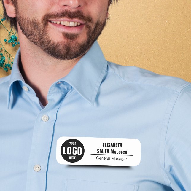 Anpassningsbar Logotyp Magnetic Namn bricka - Faux Namnbricka (Custom Logo Magnetic Name Tag - Faux Gold Design)