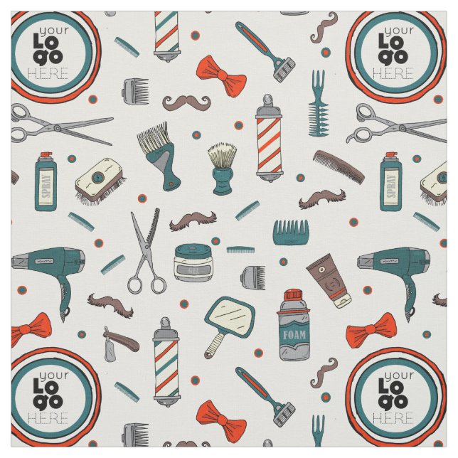 Anpassningsbar Logotyp mall Retro Barber Shop efte Tyg (Provkarta)