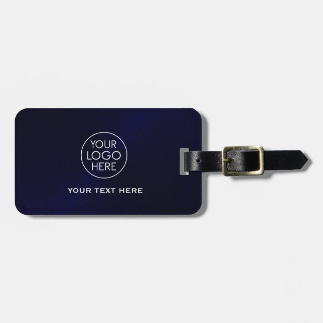 Anpassningsbar Logotyp, marin blå Bagagebricka (Horisontell Framsida)