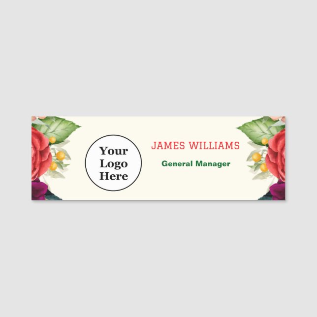 Anpassningsbar Logotyp medarbetare Magnetic eller  Namnbricka (Framsida)