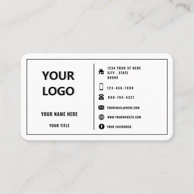 Anpassningsbar Logotyp Modern design - Personlig f Visitkort (Framsida)