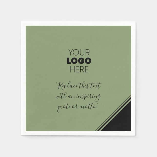 Anpassningsbar Logotyp Modern Linjer Black Grönt N Pappersservett (Framsidan)