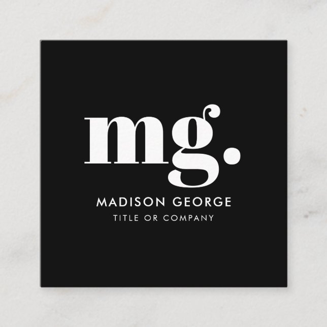 Anpassningsbar Logotyp Modern Minimalist Social Me Fyrkantigt Visitkort (Framsida)