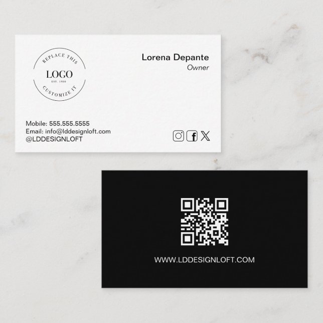 Anpassningsbar Logotyp Modern Minimalist Social Me Visitkort (Fram/baksida)