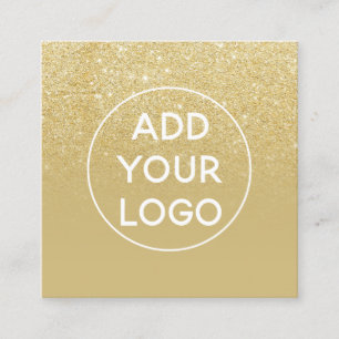 Anpassningsbar logotyp, modernt guld glitter-guld fyrkantigt visitkort