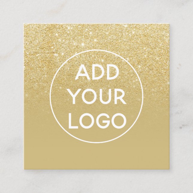 Anpassningsbar logotyp, modernt guld glitter-guld fyrkantigt visitkort (Framsida)
