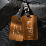 Anpassningsbar Logotyp Monogram Copper Brown Brush Bagagebricka<br><div class="desc">Anpassningsbar Logotyp Monogrammed Copper Brown Brushed Metall Luggage Tag. Anpassa den med din information och din logotyp.</div>