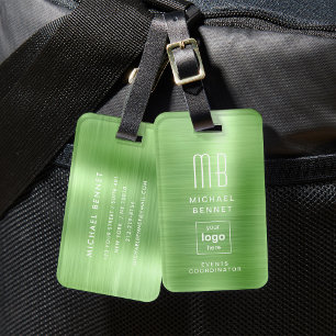 Anpassningsbar Logotyp Monogrammed Grönt Brushed M Bagagebricka