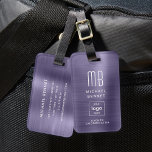 Anpassningsbar Logotyp Monogrammed Lila Brushed Me Bagagebricka<br><div class="desc">Anpassningsbar Logotyp Monogrammed Lila Brushed Metall Luggage Tag. Anpassa den med din information och din logotyp.</div>