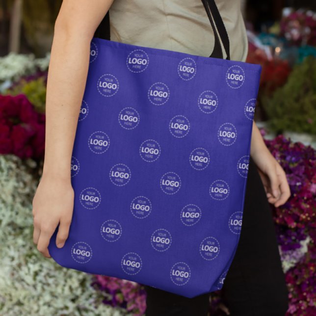 Anpassningsbar Logotyp Mönster Blue Promote Tote B Tygkasse (Skapare uppladdad)