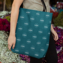 Anpassningsbar Logotyp Mönster Teal Promoting Tote Tygkasse
