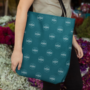 Anpassningsbar Logotyp Mönster Teal Promoting Tote Tygkasse