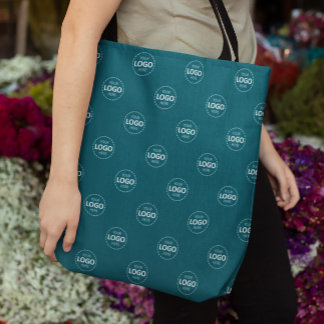 Anpassningsbar Logotyp Mönster Teal Promoting Tote Tygkasse