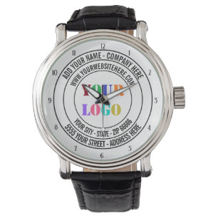 Anpassningsbar Logotyp Namn Adress webbplats Promo Armbandsur