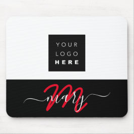 Anpassningsbar Logotyp Namn Monogram Black White Musmatta