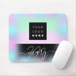 Anpassningsbar Logotyp Namn Monogram Holograph Ros Musmatta