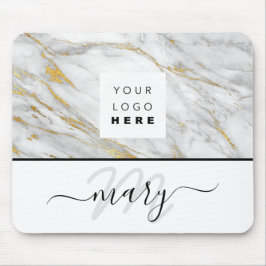 Anpassningsbar Logotyp Namn Monogram Marble Guld G Musmatta
