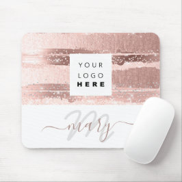 Anpassningsbar Logotyp Namn Monogram Ro Rosa Rand Musmatta