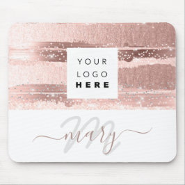 Anpassningsbar Logotyp Namn Monogram Ro Rosa Rand Musmatta