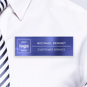 Anpassningsbar Logotyp Navy Blue Professionell Bus Namnbricka