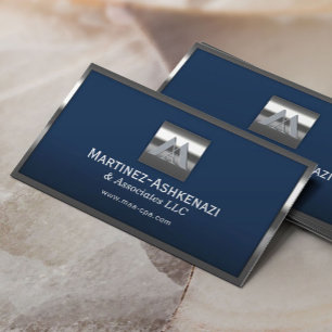 Anpassningsbar Logotyp Navy Modern Metall Ram Visitkort