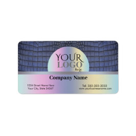 Anpassningsbar Logotyp och Namn Cobalt Alligator S Adressetikett