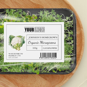 Anpassningsbar Logotyp och streckkod Blommirogreen Mat Etiketter