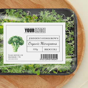 Anpassningsbar Logotyp och streckkod Broccoli Micr Mat Etiketter