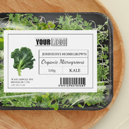 Anpassningsbar Logotyp och streckkod Kale Microgre Mat Etiketter