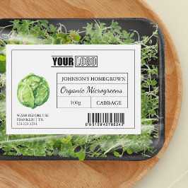 Anpassningsbar Logotyp och streckkodskål Microgree Mat Etiketter