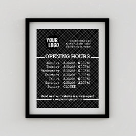 Anpassningsbar logotyp och text Öppettider för för Poster