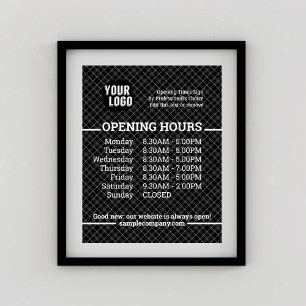 Anpassningsbar logotyp och text Öppettider för för Poster