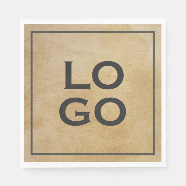 Anpassningsbar Logotyp om Rustic Parchment med Ram Pappersservett (Framsidan)