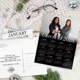 Anpassningsbar Logotyp Photo Black Calendar 2026 B Helg Vykort