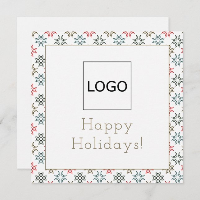 Anpassningsbar Logotyp Photo Four Poinsettia Motif Kort (Fram/baksida)
