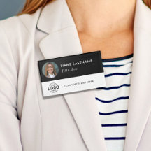 Anpassningsbar Logotyp Photo ID Black White Magnet