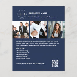 Anpassningsbar Logotyp Photo QR Professionell Blue Flygblad