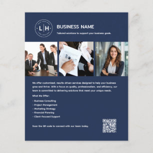 Anpassningsbar Logotyp Photo QR Professionell Blue Flygblad