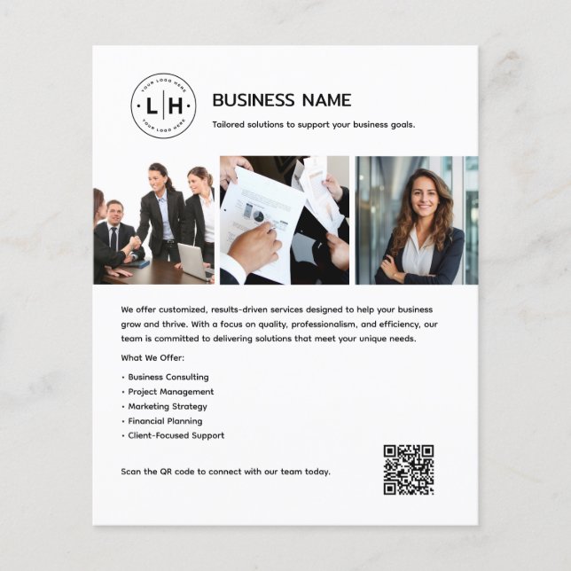 Anpassningsbar Logotyp Photo QR Professionell Whit Flygblad (Framsidan)