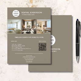 Anpassningsbar Logotyp Photo QR Taupe Professionel Reklamblad
