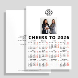 Anpassningsbar Logotyp Photo White Calendar 2026 B Julkort