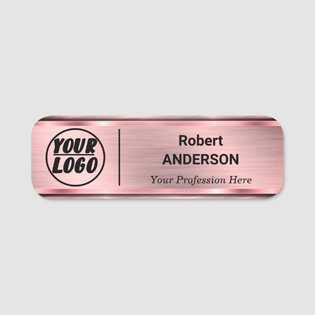 Anpassningsbar Logotyp Professionell Employee Faux Namnbricka (Framsida)