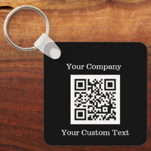 Anpassningsbar Logotyp QR Code Text Black Company Nyckelring